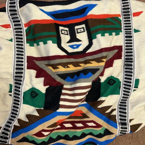 Tribal Print Large Hand Woven Wool Equador Made Travel duffle Bag - Picture 2 of 6